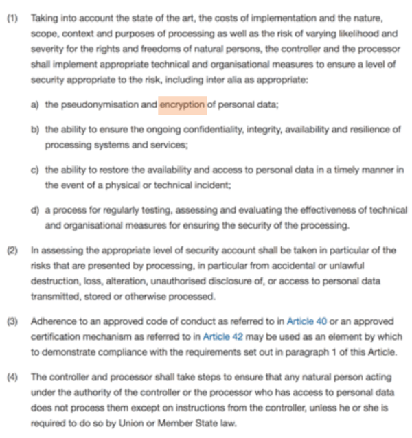 gdpr text in englisch for encryption